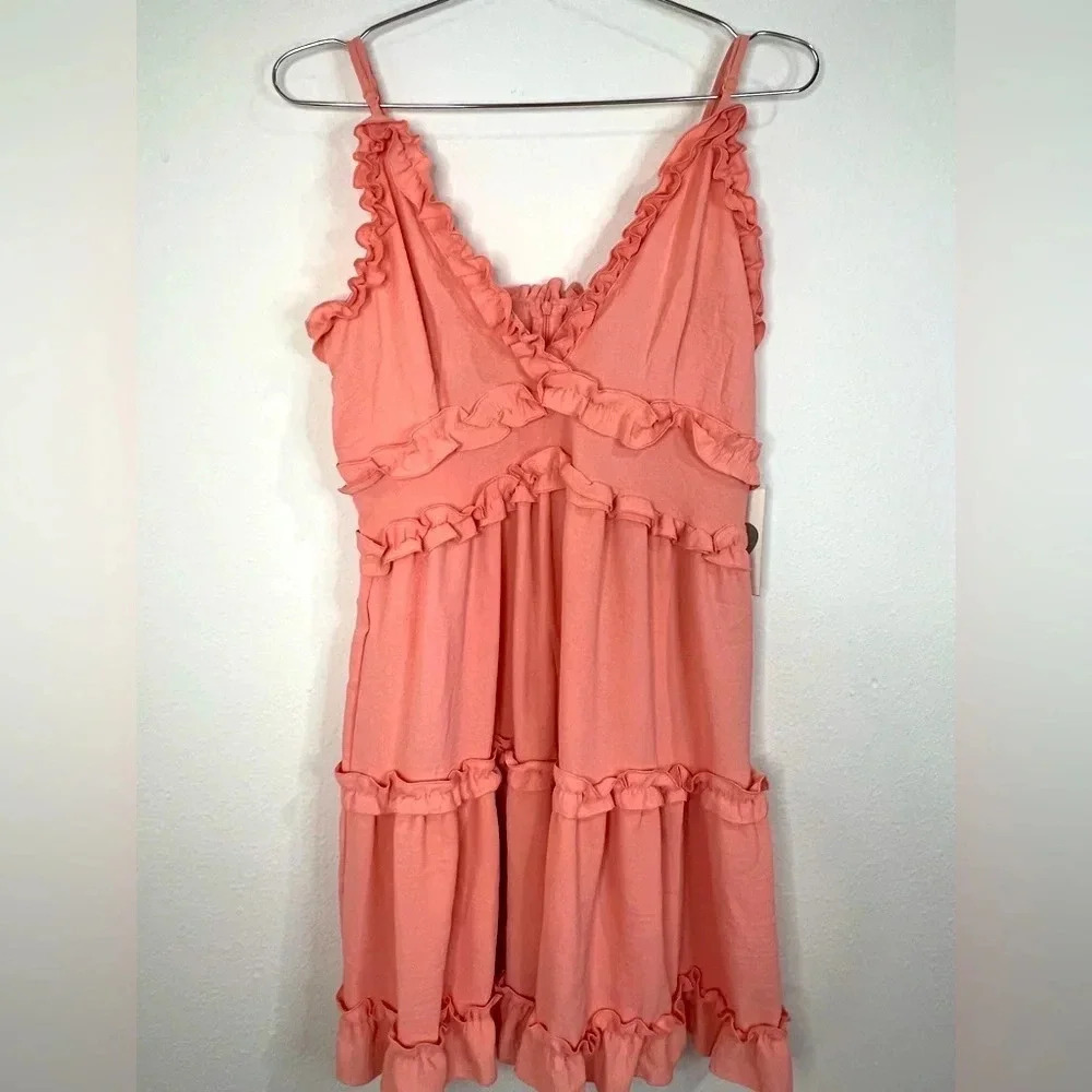 Iris Coral Ruffled Strapped Dress — image 2 of 8